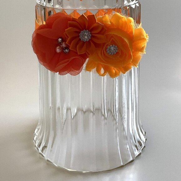 ORANGE RHINESTONE FLOWER PRINCESS HEADBANDS HALLOWEEN THANKSGIVING FALL - Picture 5 of 6